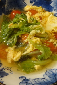 サニーレタスとミニトマトと卵のスープ