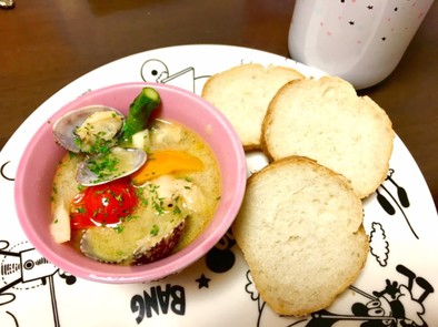 あさりのアヒージョ風スープ の写真
