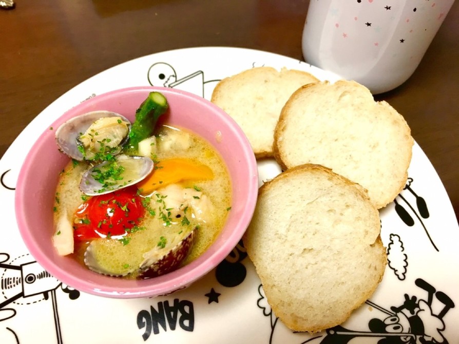 あさりのアヒージョ風スープ の画像