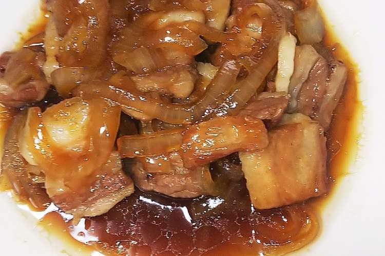 豚バラ塊と玉ねぎのニンニクたっぷり煮 レシピ 作り方 By さんちろぅ クックパッド
