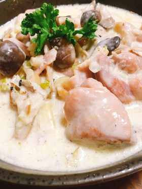 男子が喜ぶ♪チキンときのこのクリーム煮