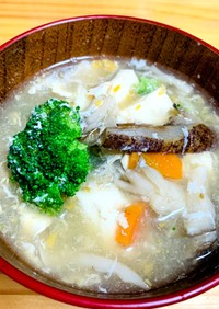 ブロッコリーと豆腐のかきたまスープ