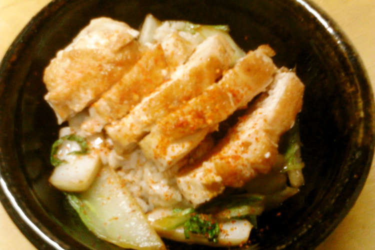 昼食 鶏もも肉照り焼きと白菜たっぷりの丼 レシピ 作り方 By Jun1121 クックパッド