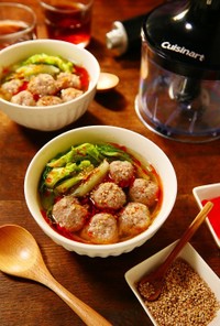 レンチン♪白菜と香味肉団子の中華スープ