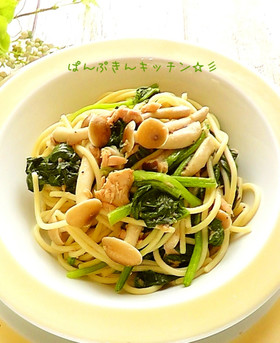 ほうれん草としめじのツナスパゲティ♪