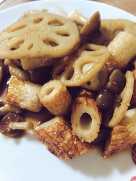 蓮根としめじとちくわの照り焼き