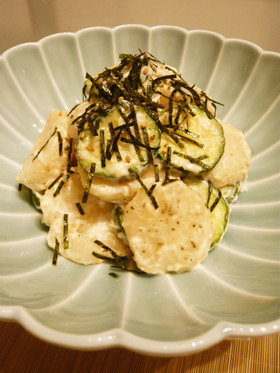 帆立とズッキーニのクリームチーズ和え