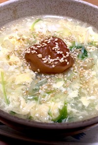 梅と生姜で風邪予防♫水菜と卵のかき玉ご飯