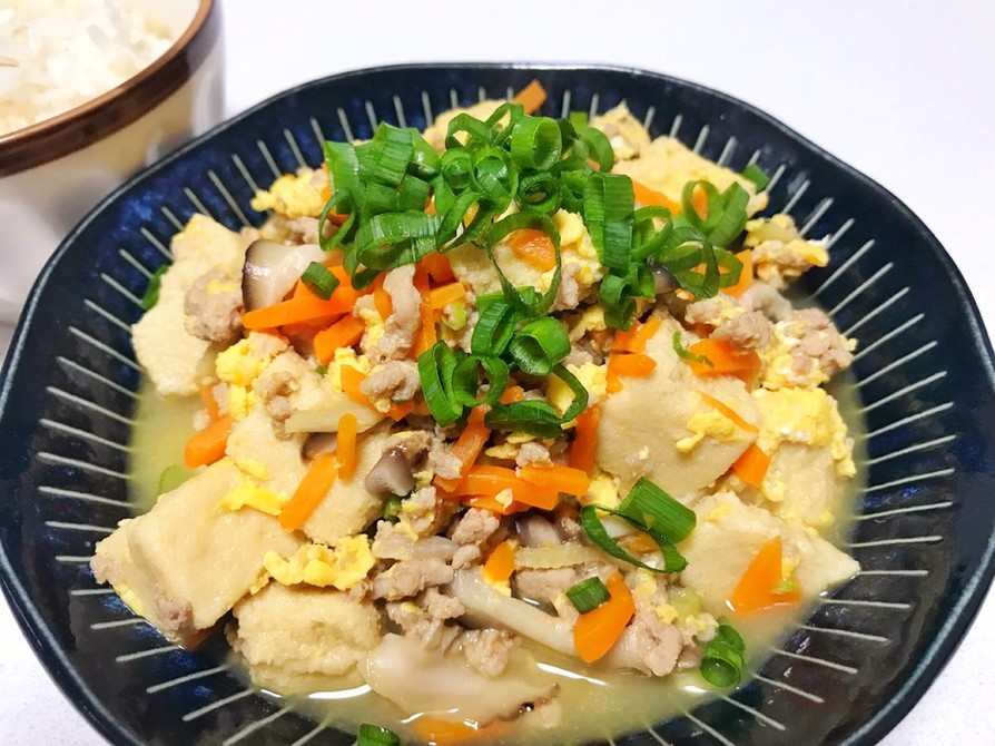 高野豆腐と鶏ひき肉の炒り煮の画像