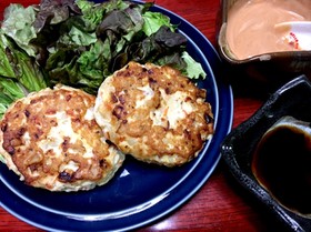 鶏ミンチ豆腐ハンバーグ もち麦カサ増し!