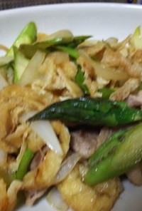 簡単中華・豚肉と玉葱とアスパラの醤油炒め