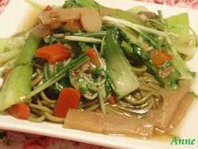 『レンジクック五目うま煮』 de 茶そば