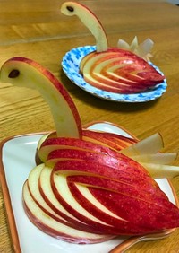 ひとつのリンゴで2体完成☆りんごのスワン