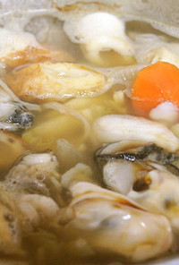 コッペガニの出汁で牡蠣鍋