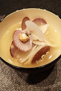 ホタテ稚貝のバタースープ