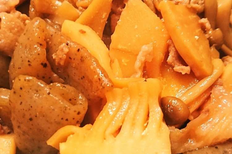 たけのことこんにゃくと豚肉のいため レシピ 作り方 By さえみゆ クックパッド