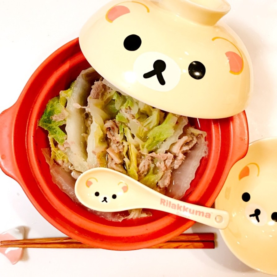 簡単お夜食♡豚肉と白菜のミルフィーユ鍋の画像