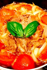 簡単イタリアン♡トマトすき焼き〆はパスタ
