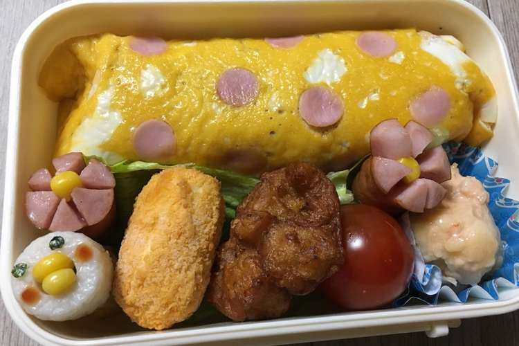 ハムで作る失敗知らずの水玉オムライス弁当 レシピ 作り方 By タロちゃんの母 クックパッド