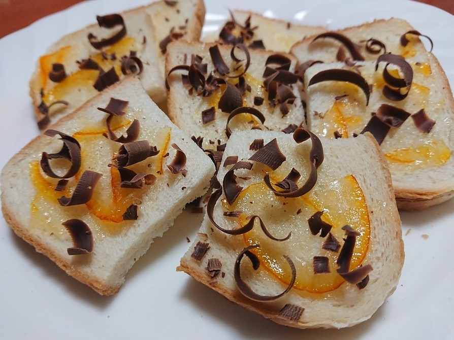 レンジ☆マーマレード＆チョコ食パンラスクの画像