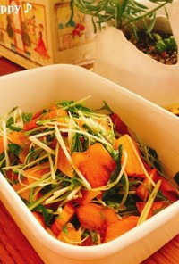 作り置き♪水菜と柿のローフードサラダ