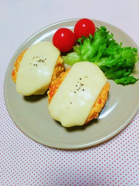 ヘルシー♪鶏挽肉お豆腐のチーズハンバーグ