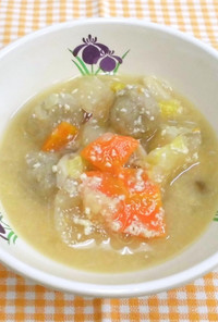 いわしつみれと冬野菜の豆乳スープ