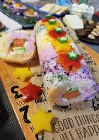 クリスマス☆レインボー巻き寿司