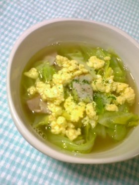 春キャベツと☆炒め卵のスープ