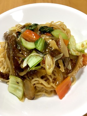 大人の給食☆牛肉と青梗菜のあんかけ焼そば