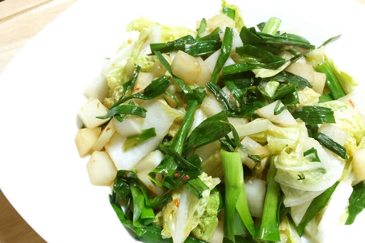 葉にんにくと白菜の炒め物 レシピ 作り方 By 食材探訪人ふくふく クックパッド