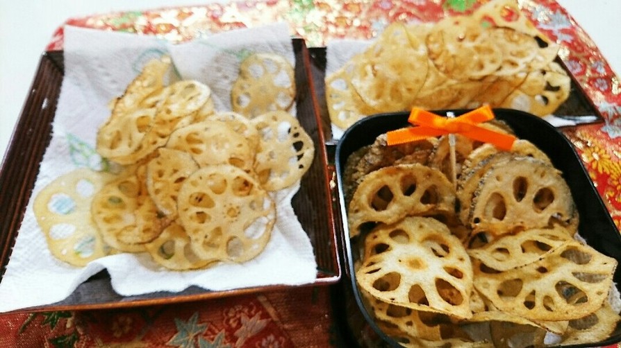 蓮根チップス・おせち料理の画像