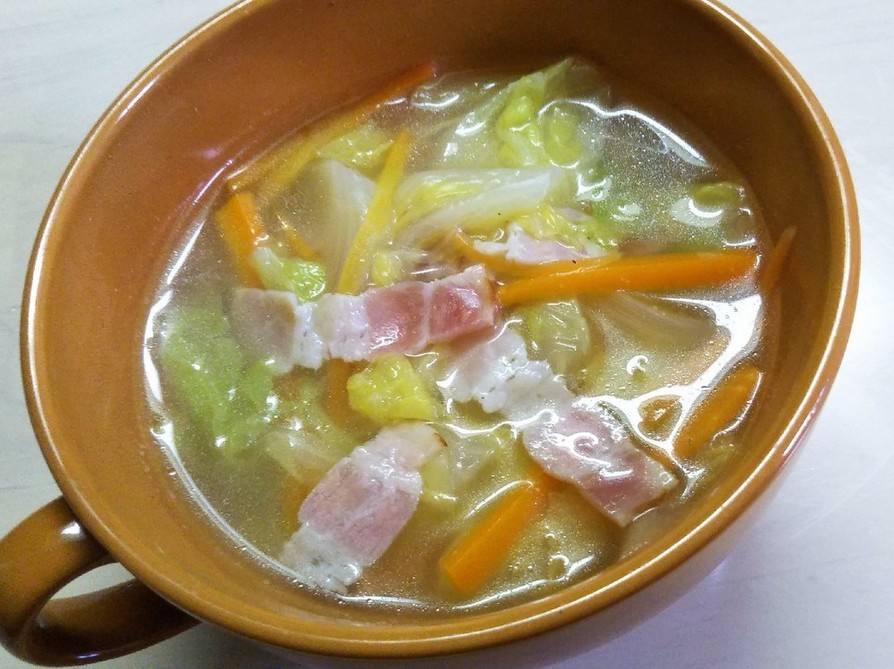 余り野菜とベーコンのスープの画像