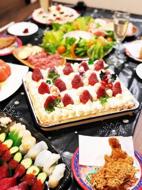 ホーロートレイでクリスマスケーキ