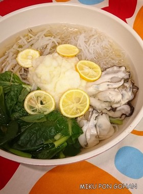 牡蠣のおろし鍋 味付けは白だし1本