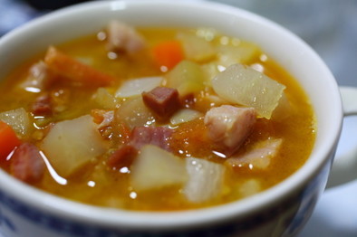 野菜パパイヤと根菜のスープの写真