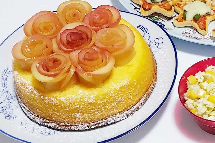 りんごの薔薇シフォンケーキ レシピ 作り方 By Kne 27 クックパッド