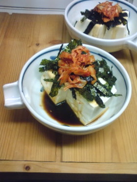 ぱぱっと簡単☆焼肉のたれで韓国風冷や奴☆