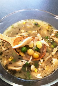 レンズ豆とチキンのスープ