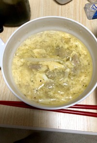 塩モツ卵スープ(余り物シリーズ2)