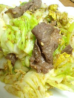 キャベツ＆牛肉の炒め物～すりごま風味の画像
