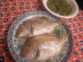 小鯛の酒蒸し(ねぎダレ)