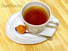 簡単☆ポカポカ温まる♬生姜入り金柑紅茶