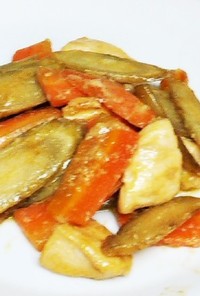 鶏胸肉と根菜のオイマヨ炒め
