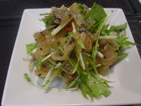 簡単なお酒のあて!中華クラゲと水菜サラダ