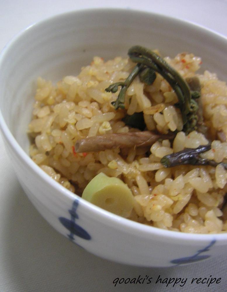 山菜の炊き込みご飯　韓国風の画像