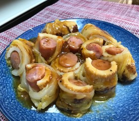 ウインナーとちくわのロール白菜