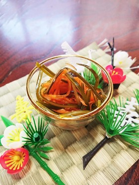 出汁をとった後の昆布で即席松前漬け