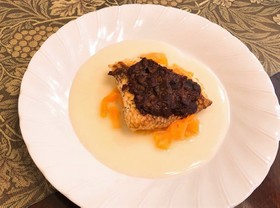 鯛の赤味噌デュクセル焼き