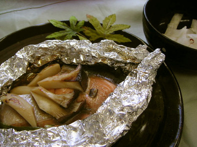 鮭のホイル焼き（健康食）の写真